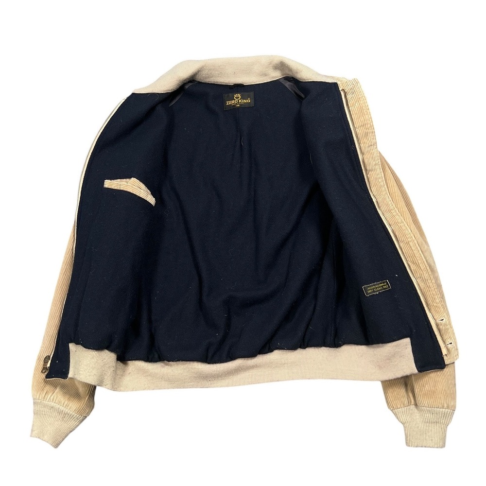 Zero King Corduroy Wool Bomber Jacket Men 38 (42) Tan VTG Harrington Made in USA - Picture 3 of 5